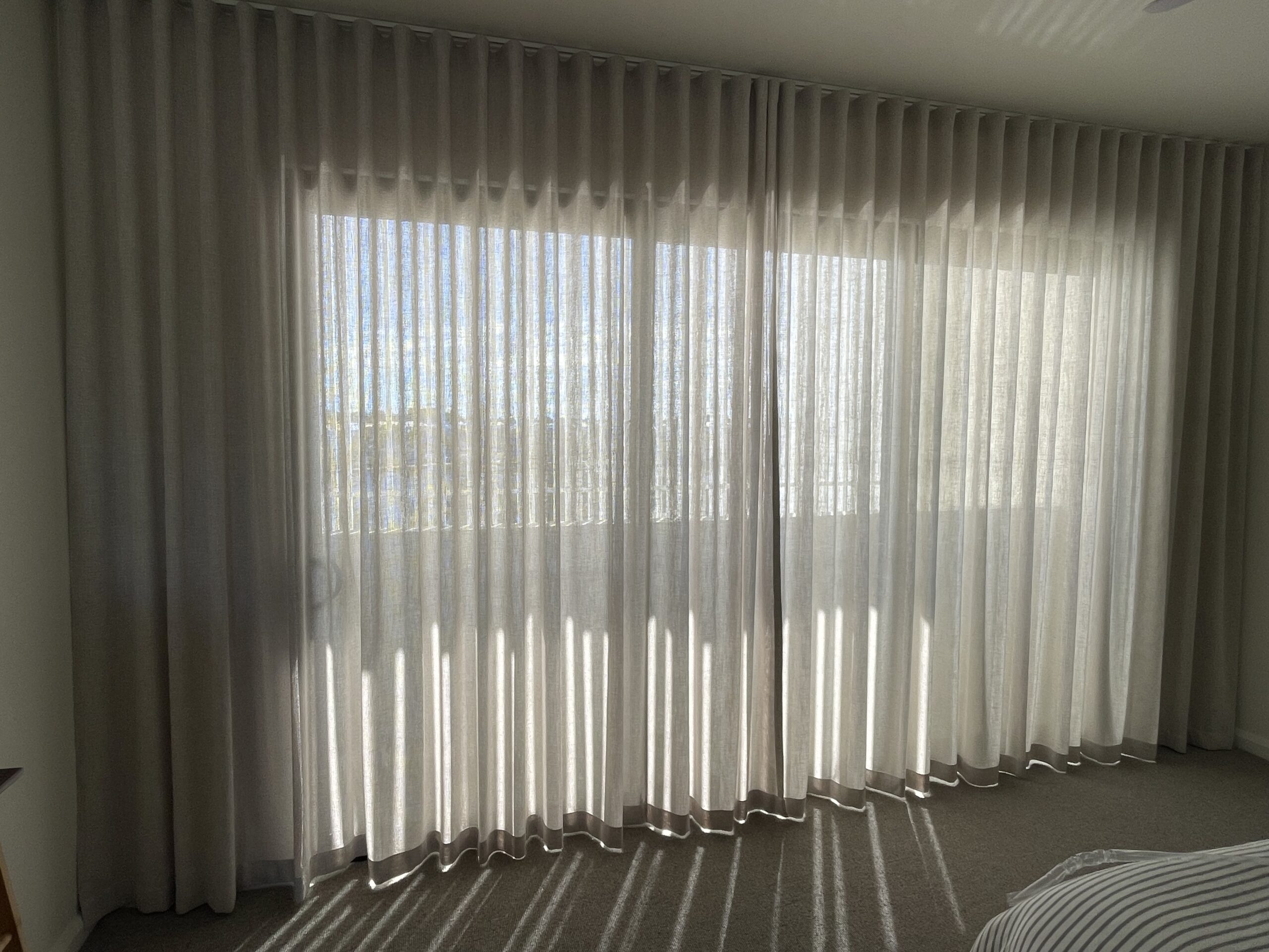 Veri Easi soft curtains installed in a Sunshine Coast home